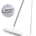 White Bathroom Scrub Brush with Wiper - 2-in-1 Tile Cleaning