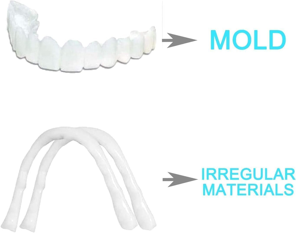 BELOXY Snap-On Instant Perfect Smile Veneers Comfortable Flex Fit Dentures for Top & Bottom Teeth White Tooth Cosmetic Cover PACK OF 1 (5) (5) (5) (1)