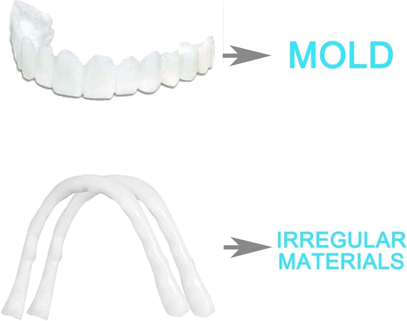 Zorill Snap-On Instant Perfect Smile Veneers Comfortable Flex Fit Dentures for Top & Bottom Teeth White Tooth Cosmetic Cover PACK OF 1 (5) (5) (5) (1)
