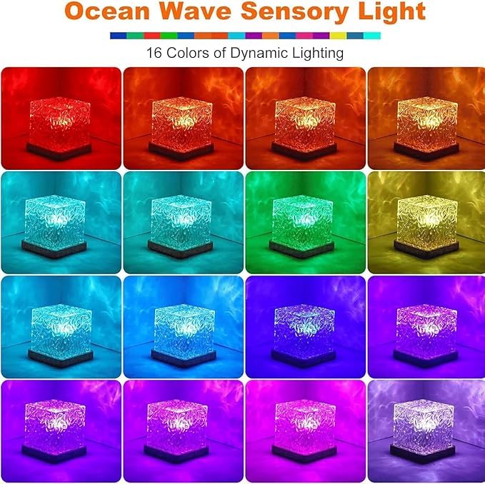 Zorill Waves Square Lamp 16 in 1 Ocean Wave Projector Night Light with Remote, Water Effect Lamp for Bedroom, Living Room,Romantic Ocean Wave Water Night Light Projector with 3D Water Wave Effect-2024