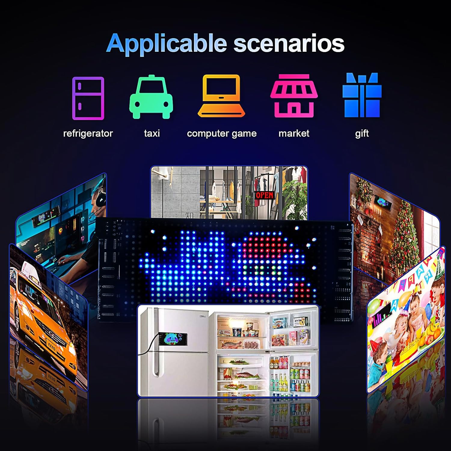 Zorill Light Sign for Car, 6.7''x2.7'' Programmable Flexible LED Matrix Panel, Bluetooth APP Control Custom Text Pattern Animation Scrolling LED Display for Car Windshield