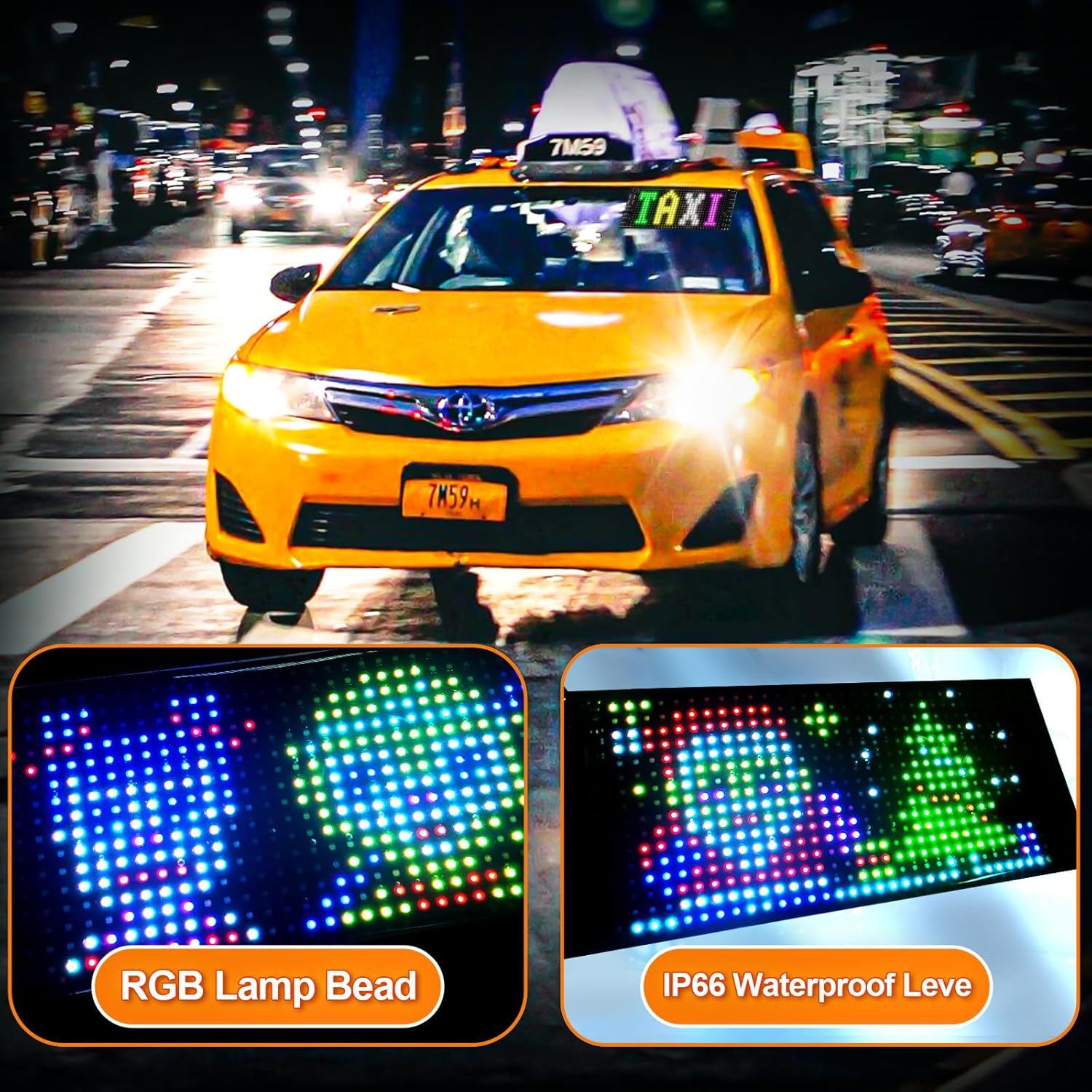 Zorill Light Sign for Car, 6.7''x2.7'' Programmable Flexible LED Matrix Panel, Bluetooth APP Control Custom Text Pattern Animation Scrolling LED Display for Car Windshield