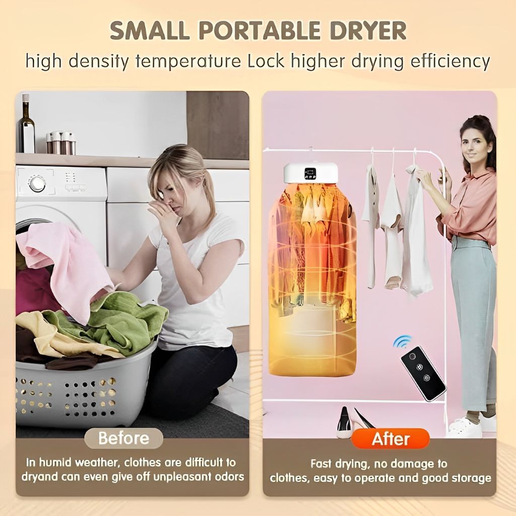 Zorill Portable Electric Clothes Dryer – Mini Foldable Drying Machine with Timer for Travel, RV, Apartment, Home Use