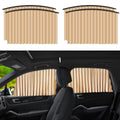 Car Curtains Magnetic Universal Fit Window Privacy Sunshade Pleated Removable ( 4 Pcs ) - Cream-Beige