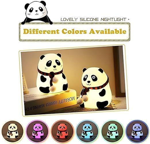 Cute Panda Night Light – Rechargeable LED Lamp with 7 Color Changing Modes,